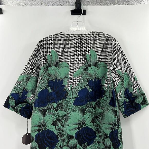 Eva Franco Anthropologie Floral & Houndstooth Coat - Black/White/Green - 2 - NWT - Picture 8 of 9